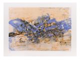 an image of a painting with blue and brown paint on a white background