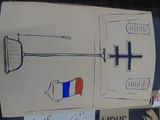 a picture of a drawing of a french flag and a french flag