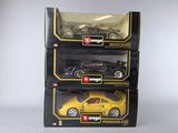 three toy cars that are sitting on top of each other