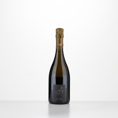 a bottle of champagne sitting on top of a table