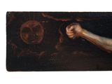 a painting of a man holding a knife in his hand