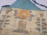 a apron that has a picture of a building on it