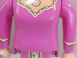 a doll that is wearing a pink outfit and a pink hat