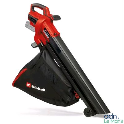 a close up of a blower and a bag on a white background
