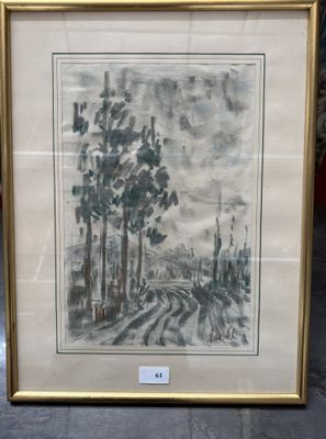 René GAU (1938-2011)" Les 3 becs", crayon gras sur papier, s…