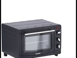 a black toaster oven sitting on a white surface