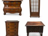 quatre meubles, dont une commode, une table et un meuble de rangement