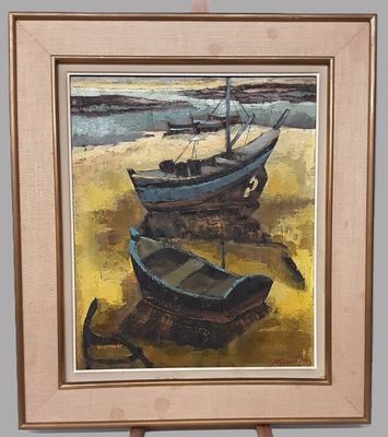 Paul KEROUEDAN (1929-2016) : "bateaux à marée basse".