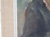 portrait of a woman in a black dress with a red hat