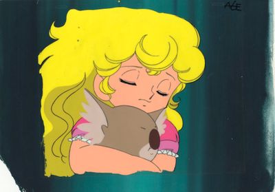 un dessin représentant une petite fille tenant un ours en peluche