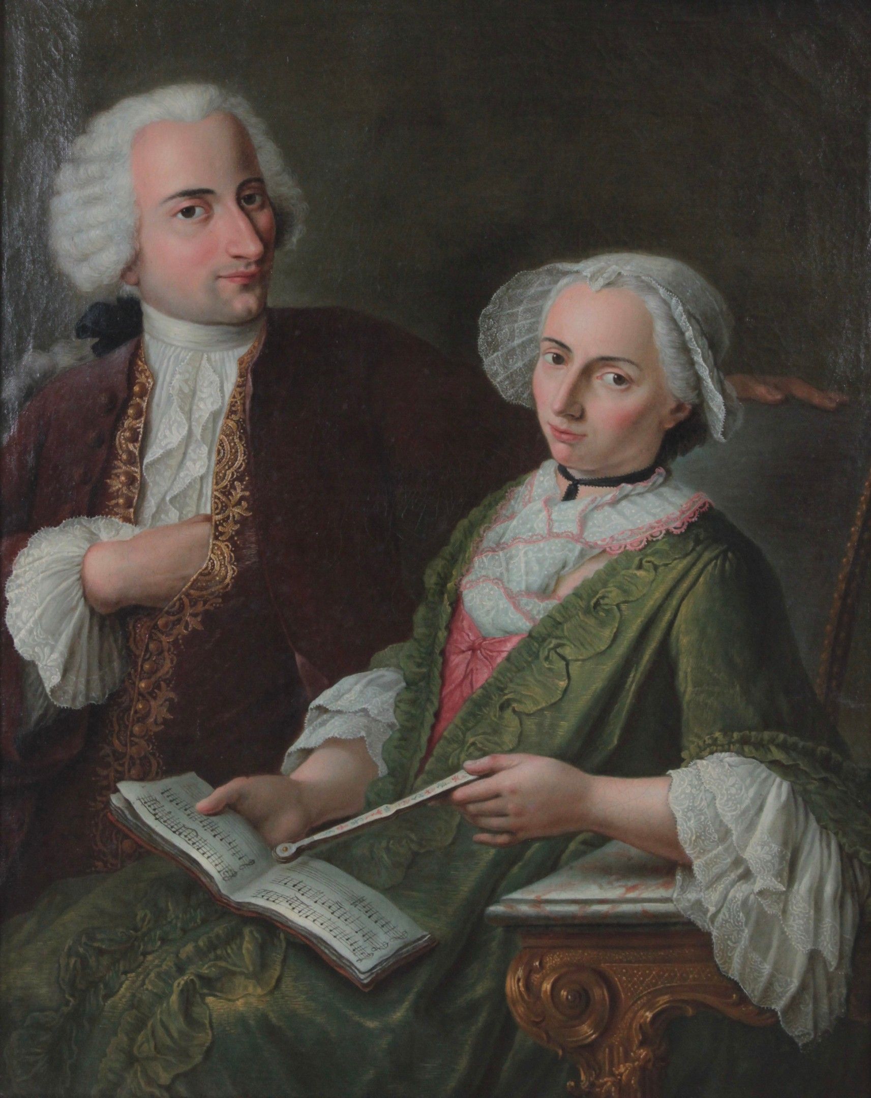 Ecole FRANCAISE vers 1740 Couple dans un intérieur