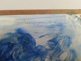 a picture of a painting of a wave on a board