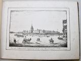 a picture of an old book with a picture of a town on it