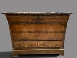an image of a wooden chest of drawers with marble top