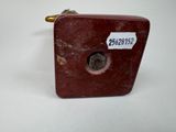 a small red box with a tag on it