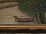a picture of a painting of a boat on the water