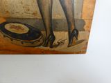a picture of a painting of a woman in stockings and stockings