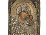 une icône russe ancienne représentant la Vierge à l'Enfant