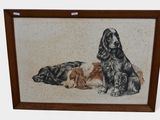 an image of a painting of two dogs and a cat