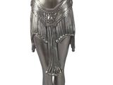 silver statue of a woman with her hands on her head