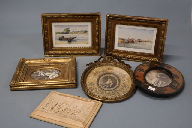 Lot : deux aquarelle signées EBARD « Saint Quentin le Canal » et ...