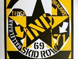 une affiche jaune et noire sur laquelle figure une étoile