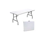 deux tables pliantes avec un plateau blanc et des pieds noirs