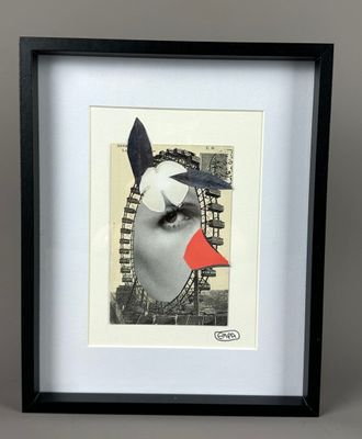 Emilie PARFAIT, Clown blanc, Collage signé en bas à droite "…