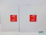 two white boxes with red stickers on them