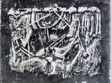une photo en noir et blanc d'une œuvre d'art