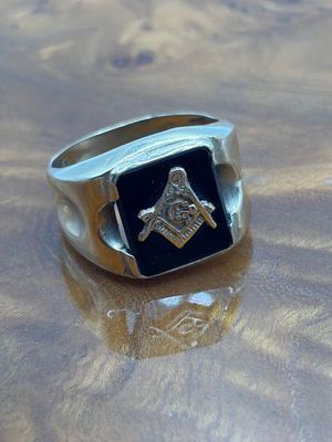 sterling silver masonic ring with black onyxor stone