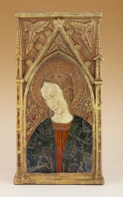 une image représentant un tableau d'une femme dans une église