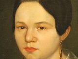 a painting of a woman wearing a white dress and a gold necklace