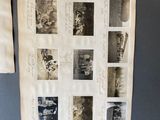 two old photographs of people are hanging on a wall