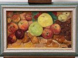 a picture of a painting of apples on a table