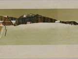 an image of a painting of a house in the snow