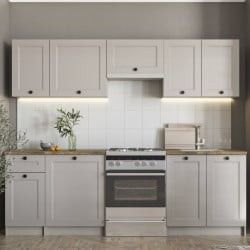 Cuisine linéaire – façades cadre gris clair style classique,…