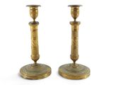 paire de chandeliers anciens en laiton
