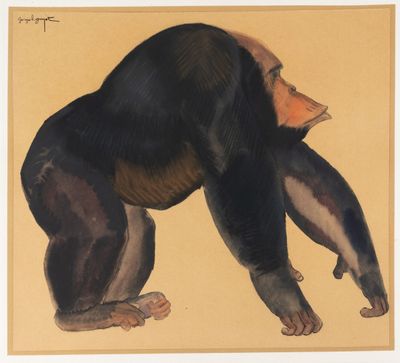 une image représentant un gorille debout sur ses pattes arrière