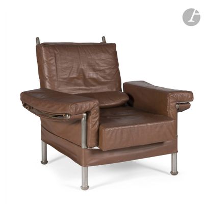 brown leather recliner chair with armrests and foot rest