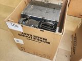 a cardboard box with a bunch of electronics inside of it