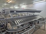 a conveyor belt in the middle of a factory