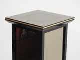 an image of a black and gold side table with a glass top