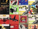 many different types of music covers on the wall