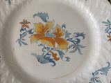 a person holding a plate with a yellow flower on it