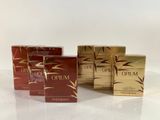 three boxes of opplum are sitting on a table