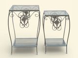 une paire de tables d'appoint en métal et en verre ornées de grappes de raisin