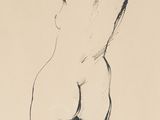 a drawing of a nude woman standing with her back to the camera