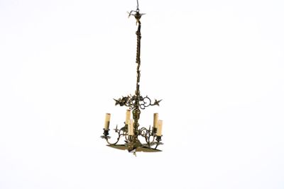 Travail du XIXème siècle. Lustre en bronze à cinq bras de lu…