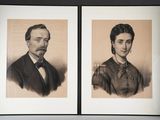 two black and white portraits of a man and a woman